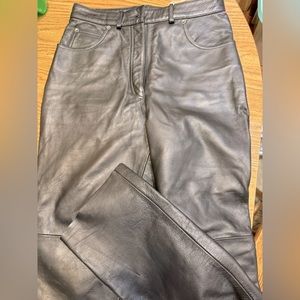 Leather pants size 10 lined with satin material, new never cut never altered
